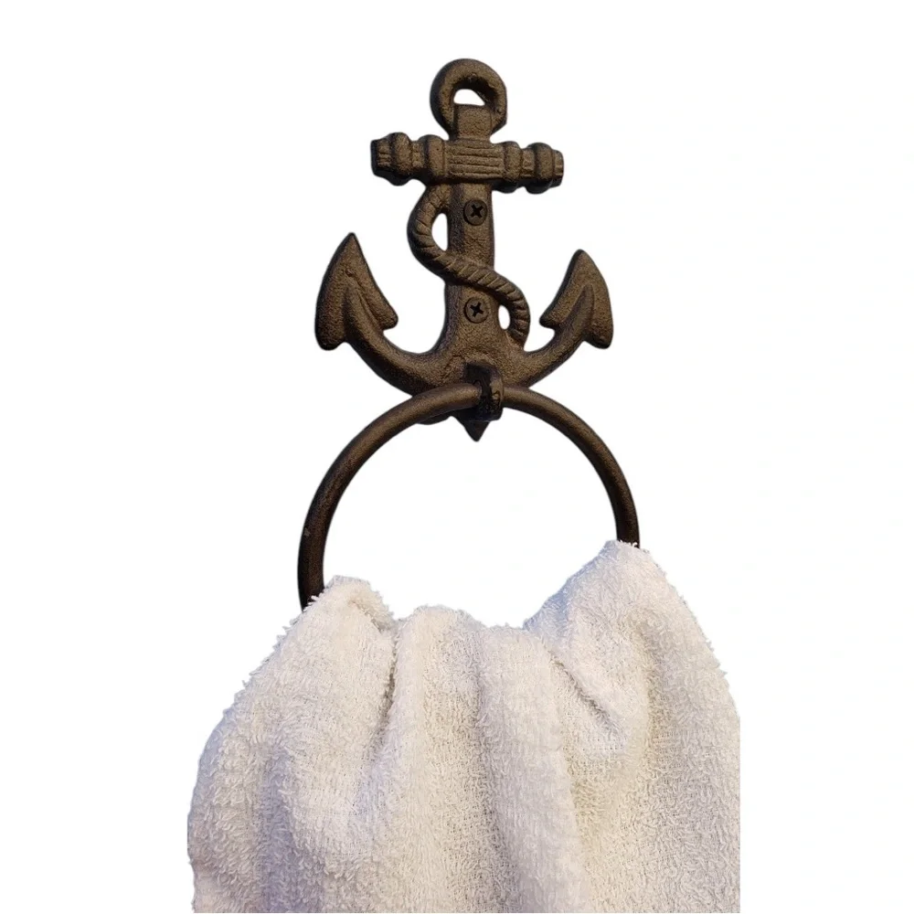 Cast Iron Anchor Rustic Wall Decor Nautical - Coastal Towel Holder